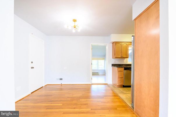 Empty room, Interior, Kitchen, Pendant Lights, Wood Texture Flooring