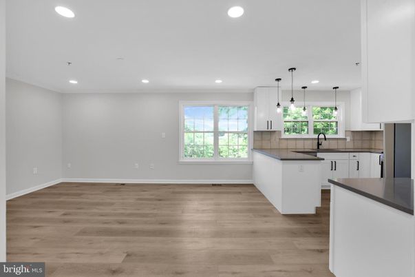 Interior, Kitchen, Pendant Lights, Recessed Lighting, Wood Texture Flooring
