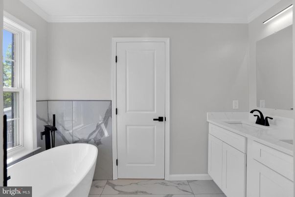 Bathroom, Dual Sink Vanities, Free Standing Baths, Interior, Marble