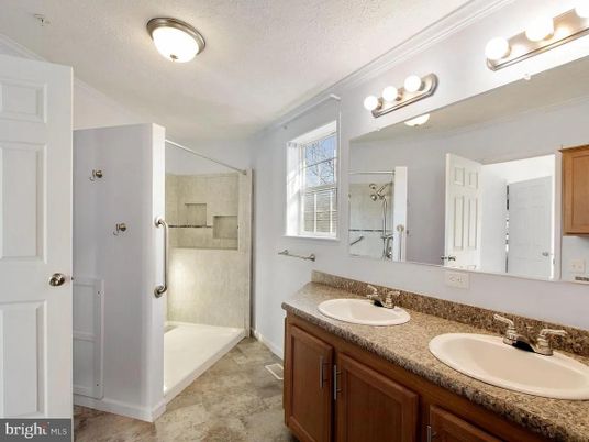 Bathroom, Dual Sink Vanities, Glass Shower, Interior