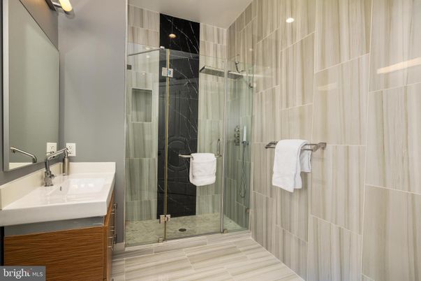 Bathroom, Glass Shower, Interior, Recessed Lighting