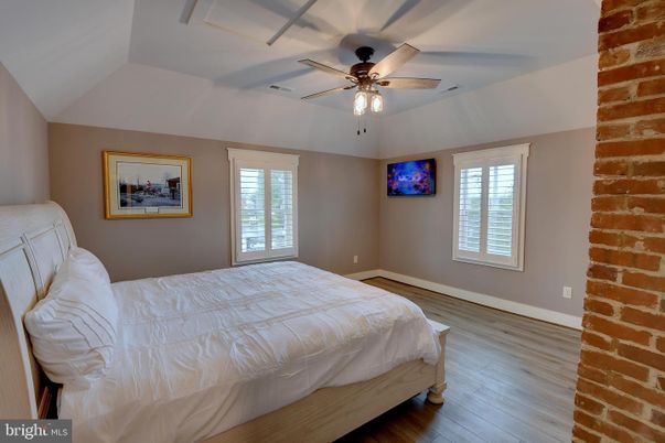 Bedroom, Interior, Stone Walls, Wood Texture Flooring