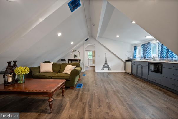 Interior, Kitchen, Living room, Recessed Lighting, Wood Texture Flooring