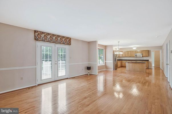Empty room, Interior, Kitchen, Pendant Lights, Wood Texture Flooring
