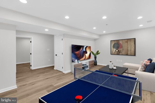 Game Room, Interior, Living room, Recessed Lighting, Wood Texture Flooring