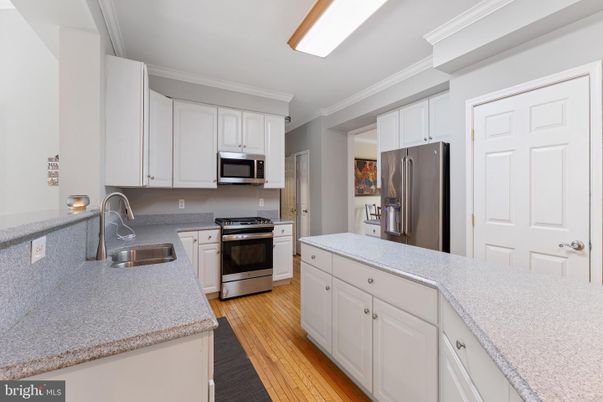 Interior, Kitchen, Stainless Steel Appliances, Wood Texture Flooring