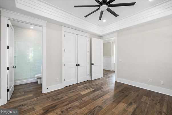Bathroom, Glass Shower, Interior, Recessed Lighting, Wood Texture Flooring
