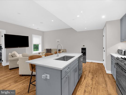 Interior, Kitchen, Living room, Recessed Lighting, Stainless Steel Appliances, Wood Texture Flooring
