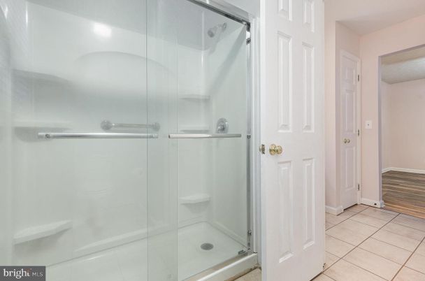 Bathroom, Glass Shower, Interior, Wood Texture Flooring