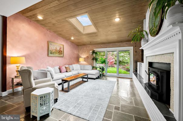Fireplace, Interior, Living room, Recessed Lighting, Wooden Ceilings