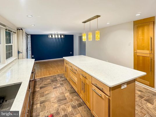 Interior, Kitchen, Pendant Lights, Recessed Lighting, Wood Texture Flooring