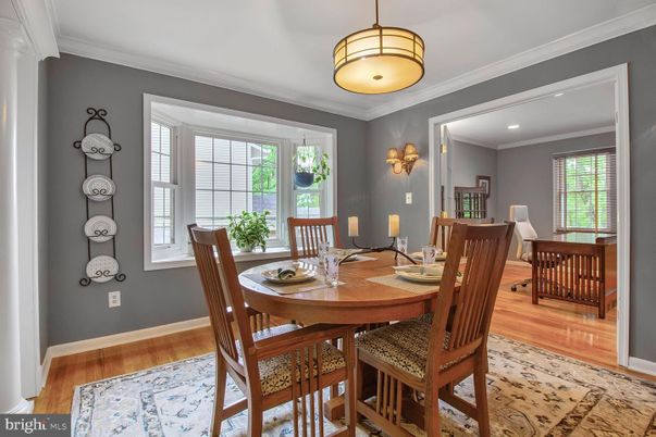 Dining room, Interior, Recessed Lighting, Wood Texture Flooring