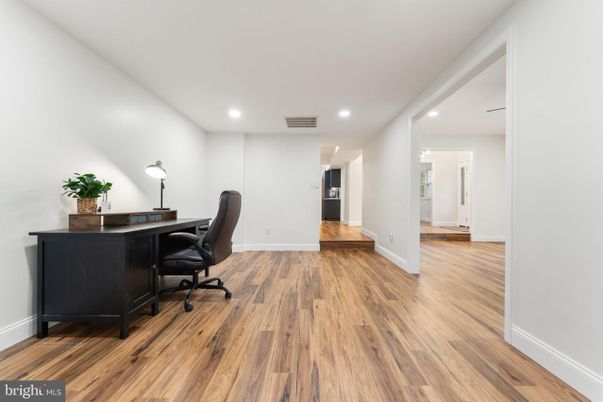 Home Office, Interior, Recessed Lighting, Wood Texture Flooring