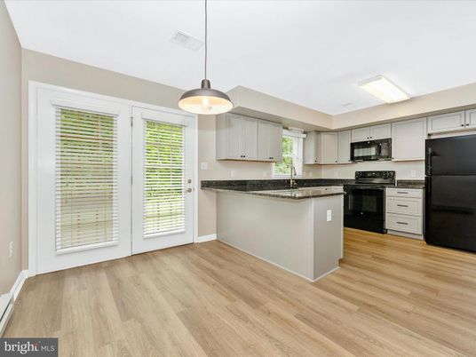 Interior, Kitchen, Pendant Lights, Stainless Steel Appliances, Wood Texture Flooring