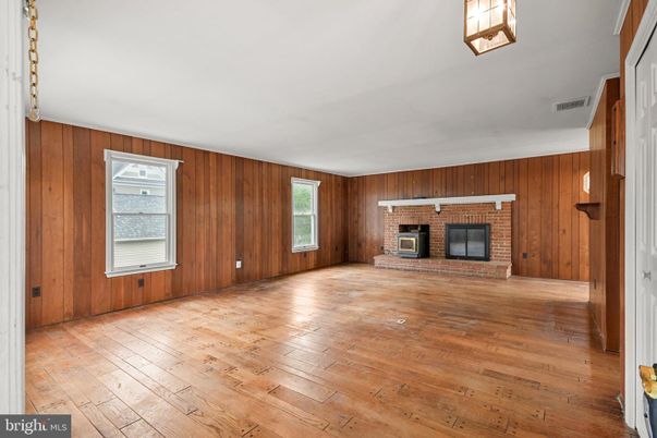 Empty room, Fireplace, Interior, Wood Texture Flooring, Wooden Walls