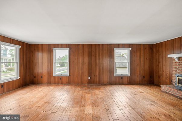 Empty room, Fireplace, Interior, Wood Texture Flooring, Wooden Walls