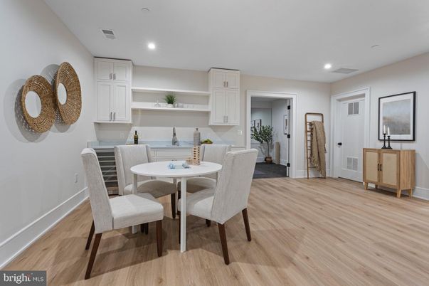 Dining room, Interior, Kitchen, Recessed Lighting, Wood Texture Flooring