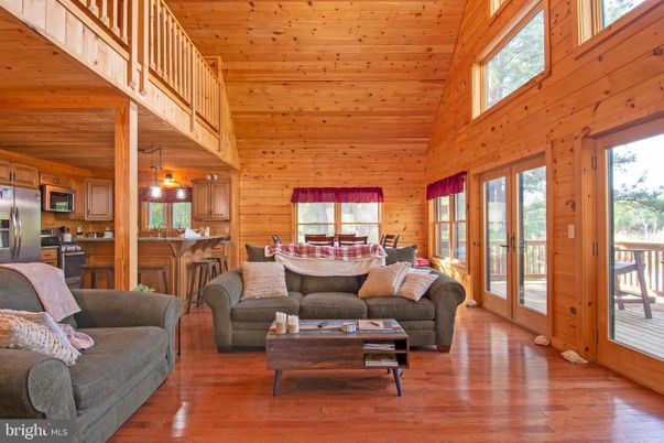 Dining room, Interior, Kitchen, Living room, Pendant Lights, Stainless Steel Appliances, Wooden Ceilings, Wood Texture Flooring, Wooden Walls