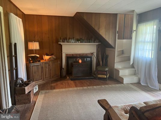 Fireplace, Interior, Wood Texture Flooring, Wooden Walls