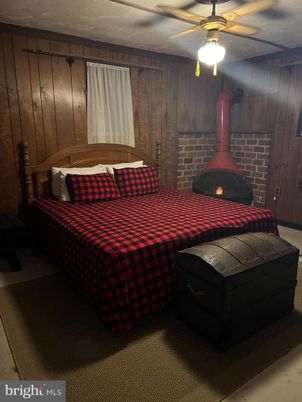 Bedroom, Fireplace, Interior, Wooden Walls