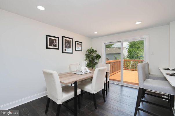 Dining room, Interior, Recessed Lighting, Wood Texture Flooring