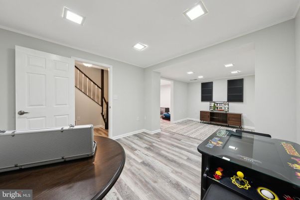 Game Room, Interior, Recessed Lighting, Wood Texture Flooring