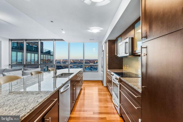 Interior, Kitchen, Living room, Recessed Lighting, Stainless Steel Appliances, Wood Texture Flooring