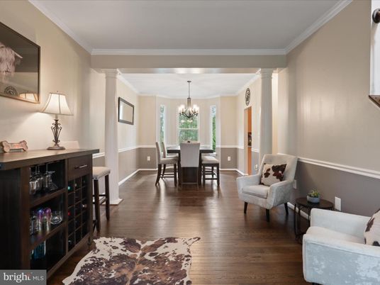 Chandelier, Dining room, Interior, Wood Texture Flooring