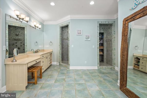 Bathroom, Dual Sink Vanities, Glass Shower, Interior, Recessed Lighting