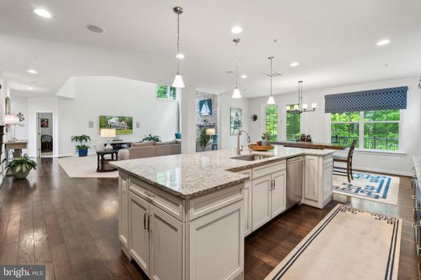 Dining room, Interior, Kitchen, Living room, Pendant Lights, Recessed Lighting, Stainless Steel Appliances, Wood Texture Flooring