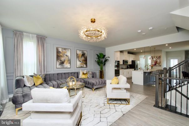 Chandelier, Interior, Kitchen, Living room, Pendant Lights, Recessed Lighting, Wood Texture Flooring