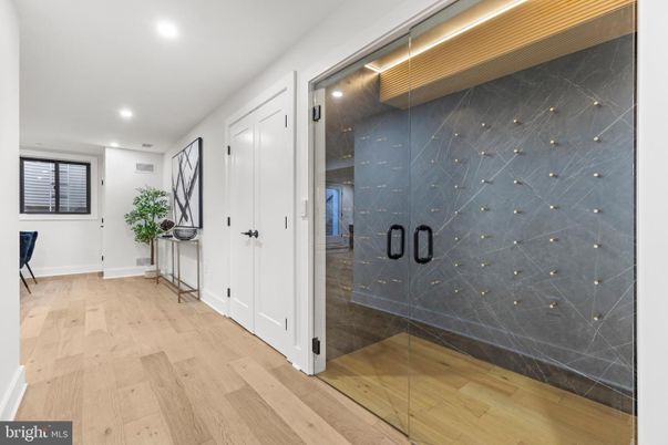 Interior, Marble Walls, Recessed Lighting, Wood Texture Flooring