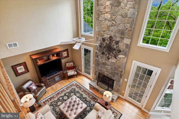Fireplace, Interior, Living room, Stone Walls, Wood Texture Flooring