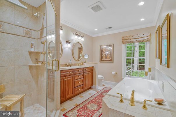 Bathroom, Dual Sink Vanities, Free Standing Baths, Glass Shower, Interior, Recessed Lighting