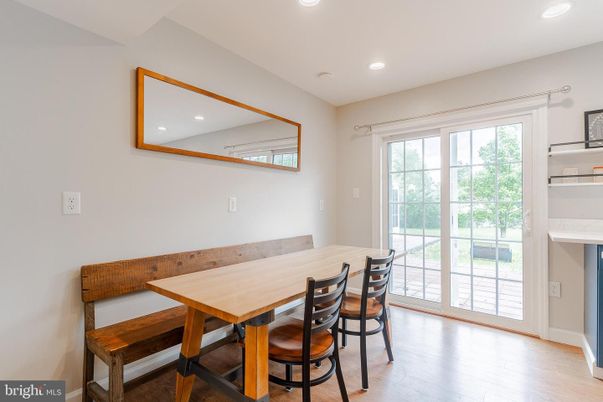 Dining room, Interior, Recessed Lighting, Wood Texture Flooring