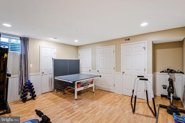 Fitness Equipment, Game Room, Interior, Recessed Lighting, Wood Texture Flooring