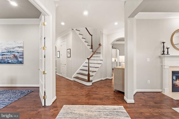 Fireplace, Interior, Recessed Lighting, Wood Texture Flooring