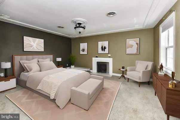 Bedroom, Fireplace, Interior