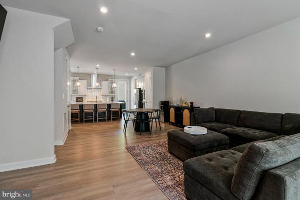 Dining room, Interior, Kitchen, Living room, Pendant Lights, Recessed Lighting, Wood Texture Flooring
