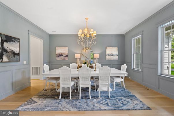 Chandelier, Dining room, Interior, Wood Texture Flooring