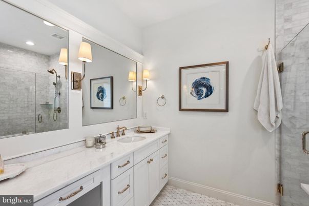 Bathroom, Dual Sink Vanities, Glass Shower, Interior, Recessed Lighting