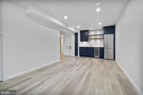 Empty room, Interior, Kitchen, Recessed Lighting, Wood Texture Flooring