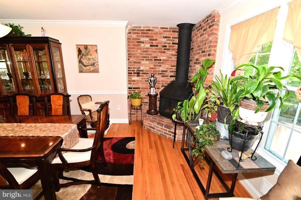 Dining room, Interior, Stone Walls, Wood Texture Flooring