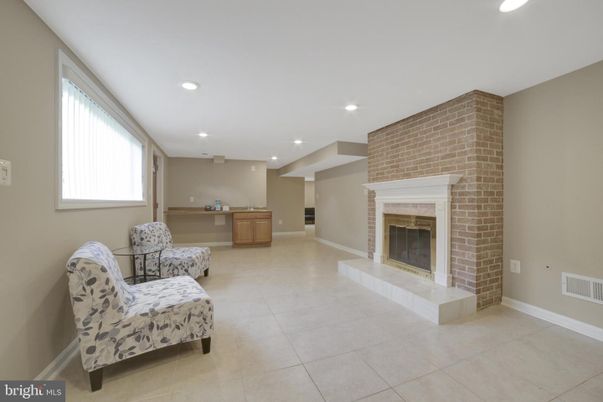 Fireplace, Interior, Recessed Lighting, Stone Walls