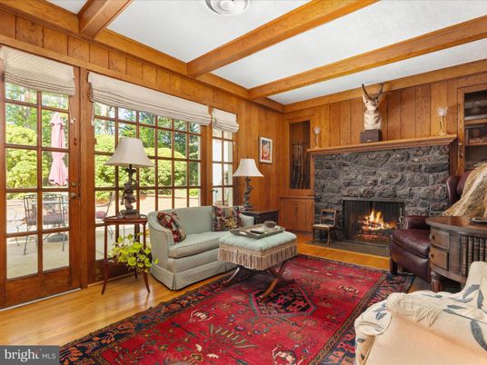 Fireplace, Interior, Living room, Wooden Beams, Wood Texture Flooring, Wooden Walls