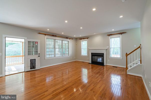 Empty room, Fireplace, Interior, Recessed Lighting, Wood Texture Flooring