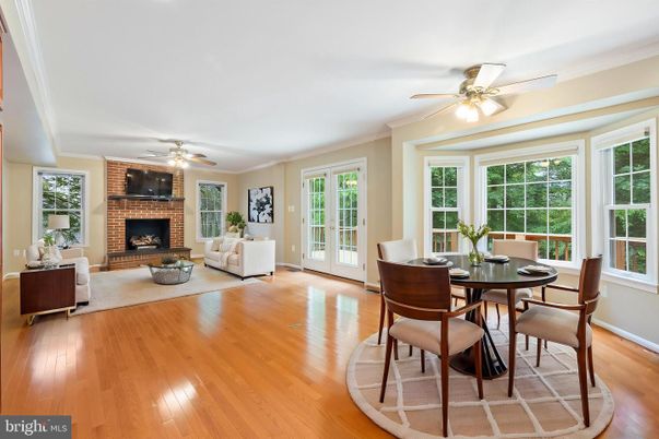 Dining room, Fireplace, Interior, Living room, Stone Walls, Wood Texture Flooring