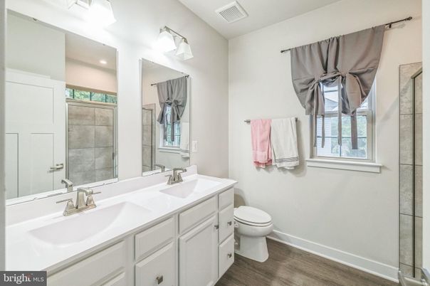 Bathroom, Dual Sink Vanities, Interior, Wood Texture Flooring
