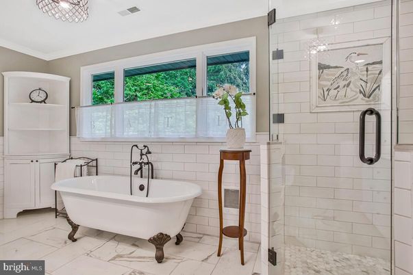 Bathroom, Free Standing Baths, Glass Shower, Interior, Marble