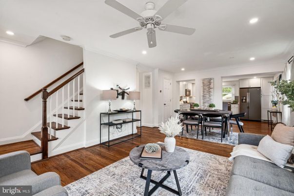 Dining room, Interior, Living room, Recessed Lighting, Wood Texture Flooring